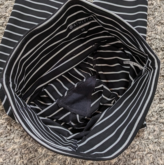 Athleta Black White Striped Workout Exercise Leggings XS - Picture 8 of 10
